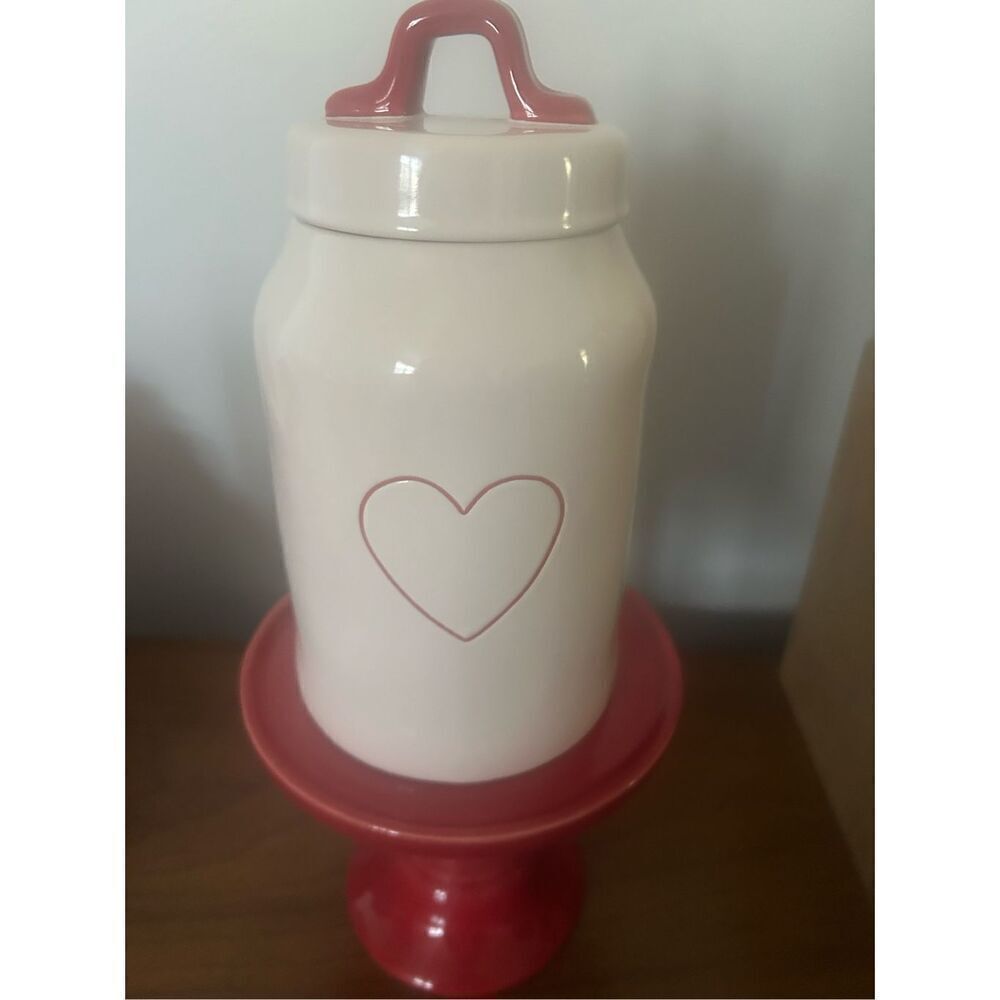 Rae Dunn Valentine’s Day Heart Red And White Canister